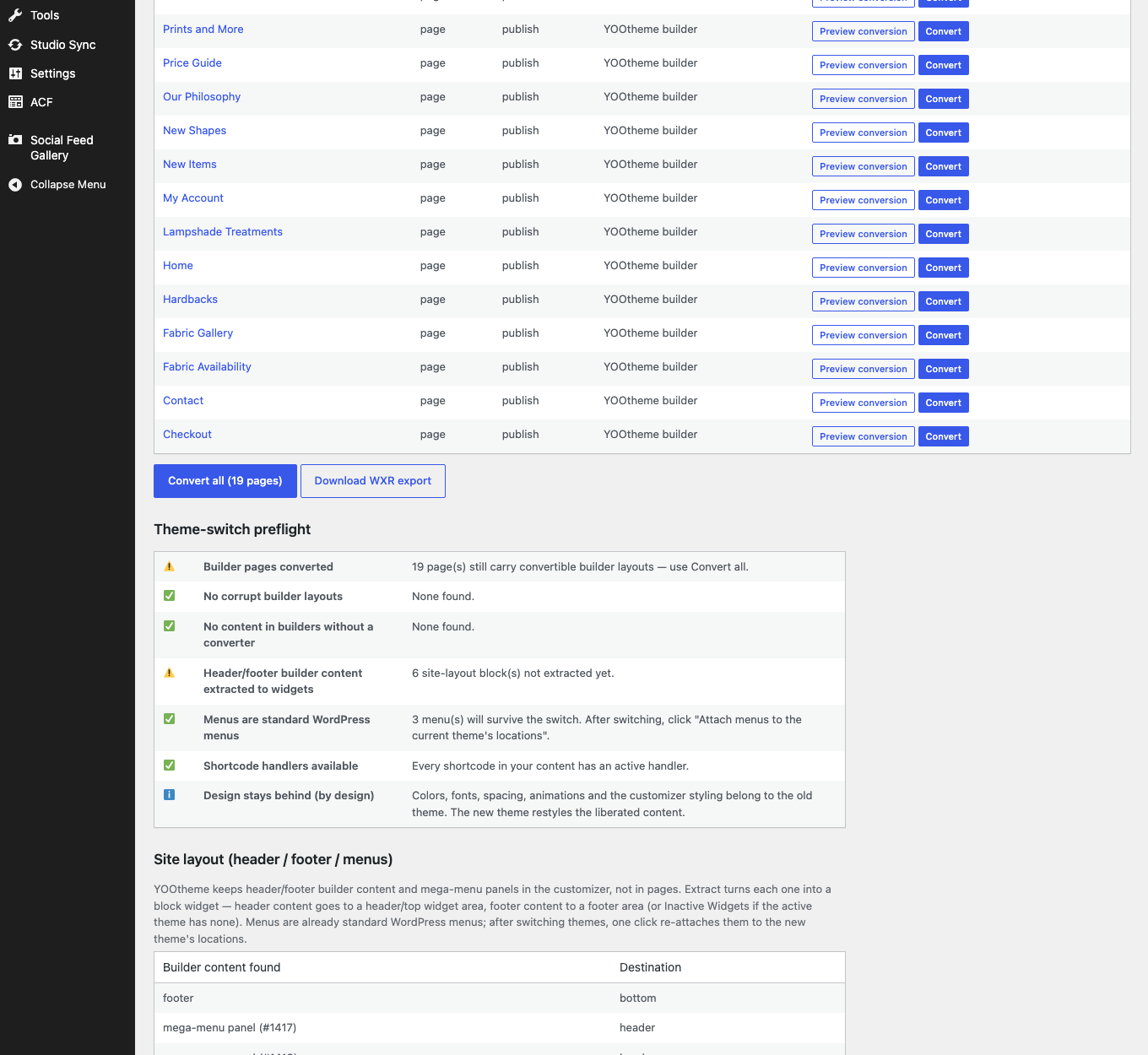PBJ De-Theme portability audit with one-click conversion